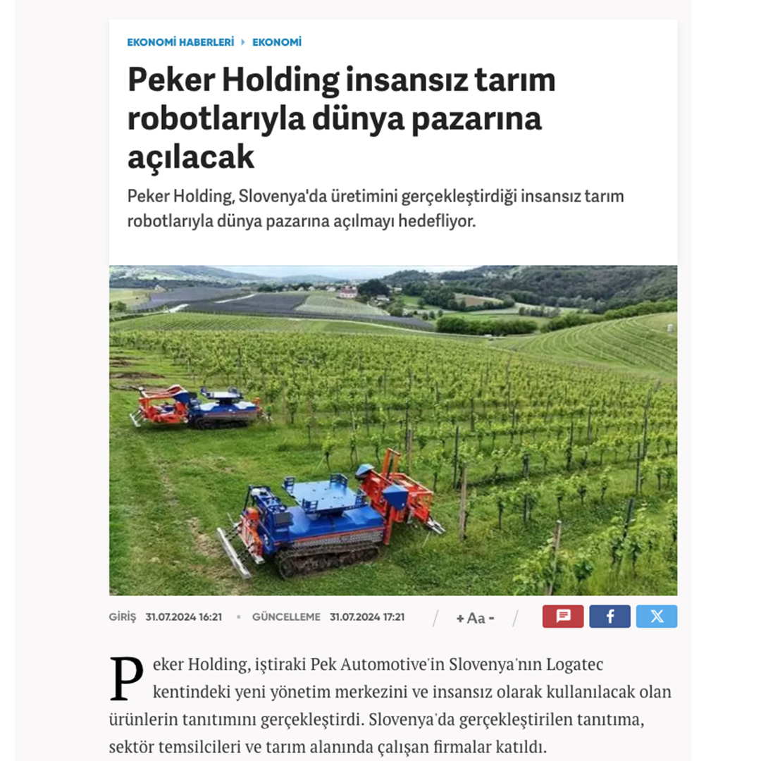 PEKER HOLDING WILL EXPAND INTO THE GLOBAL MARKET WITH UNMANNED AGRICULTURAL ROBOTS