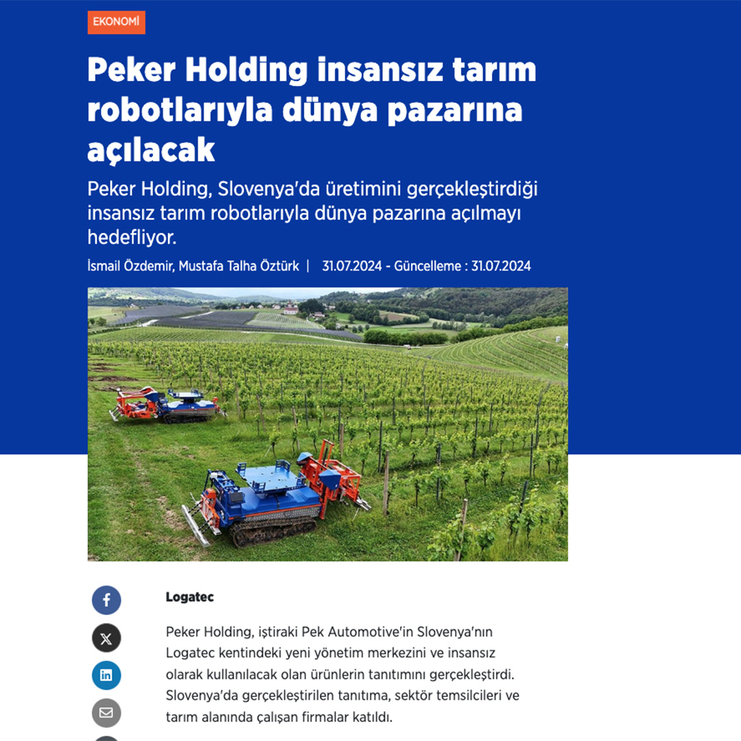 PEKER HOLDING WILL EXPAND INTO THE GLOBAL MARKET WITH UNMANNED AGRICULTURAL ROBOTS